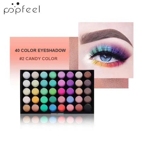 PopFeel 40 Color Eyeshadow Palette(Matte/Shimmer/Metallic)(Multi-color) (Candy) - Picture 2 of 4